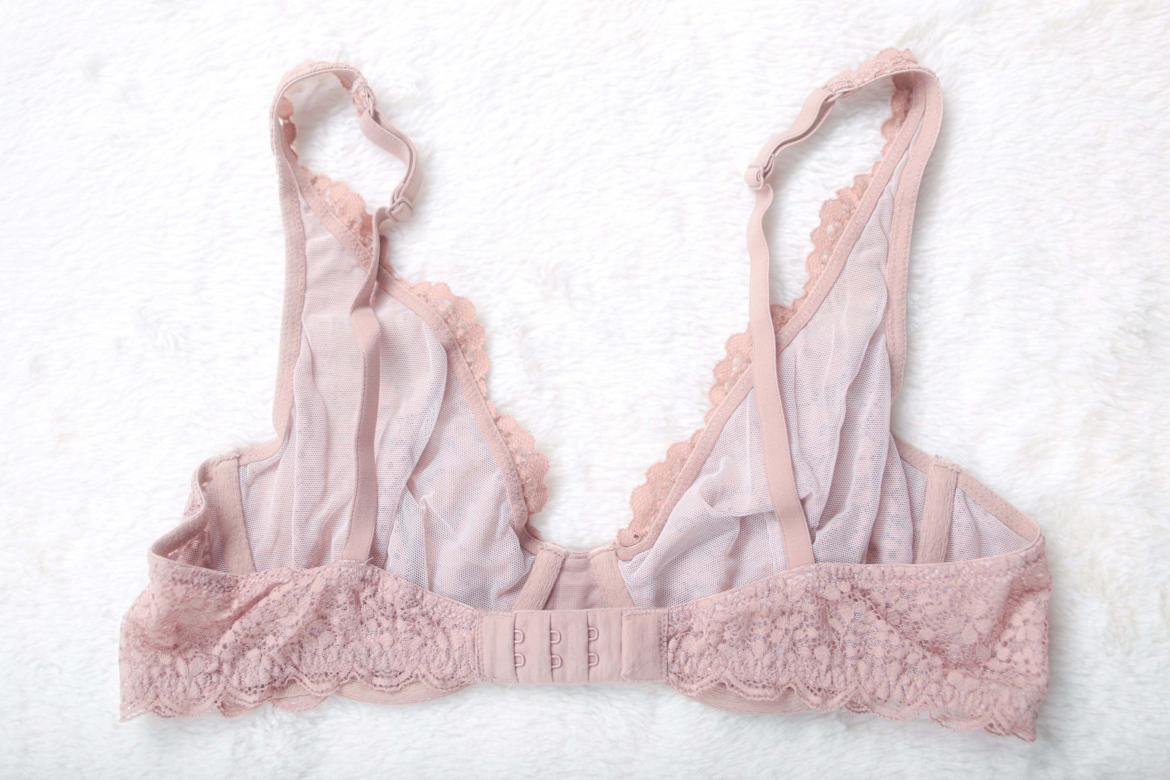 Victoria's Secret Body by Victoria Boho Unlined Lace Unpadded Semi Sheer Bra Pink Underwire 36B