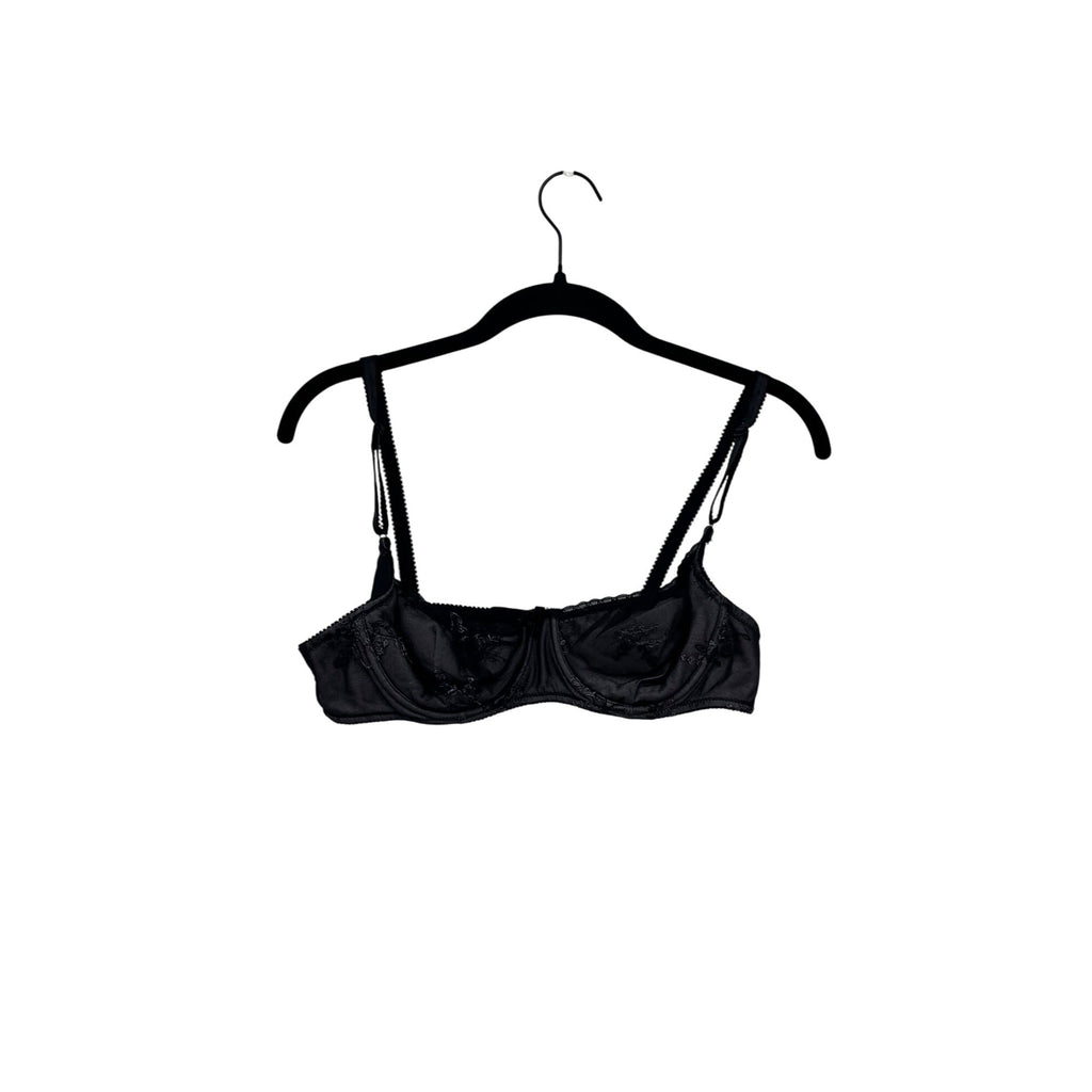 Victorias Secret Black Sheer Embroidered Underwire Bra 36B #8755