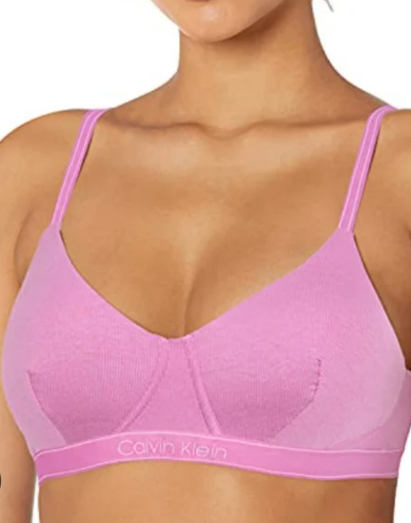 Calvin Klein Womens Lightly  padded Lined Rib cotton Bralette QF6439