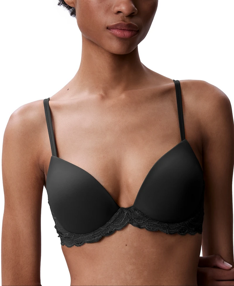 CALVIN KLEIN Sensual Stretch Lace Lift Demi Bra BLACK 38B