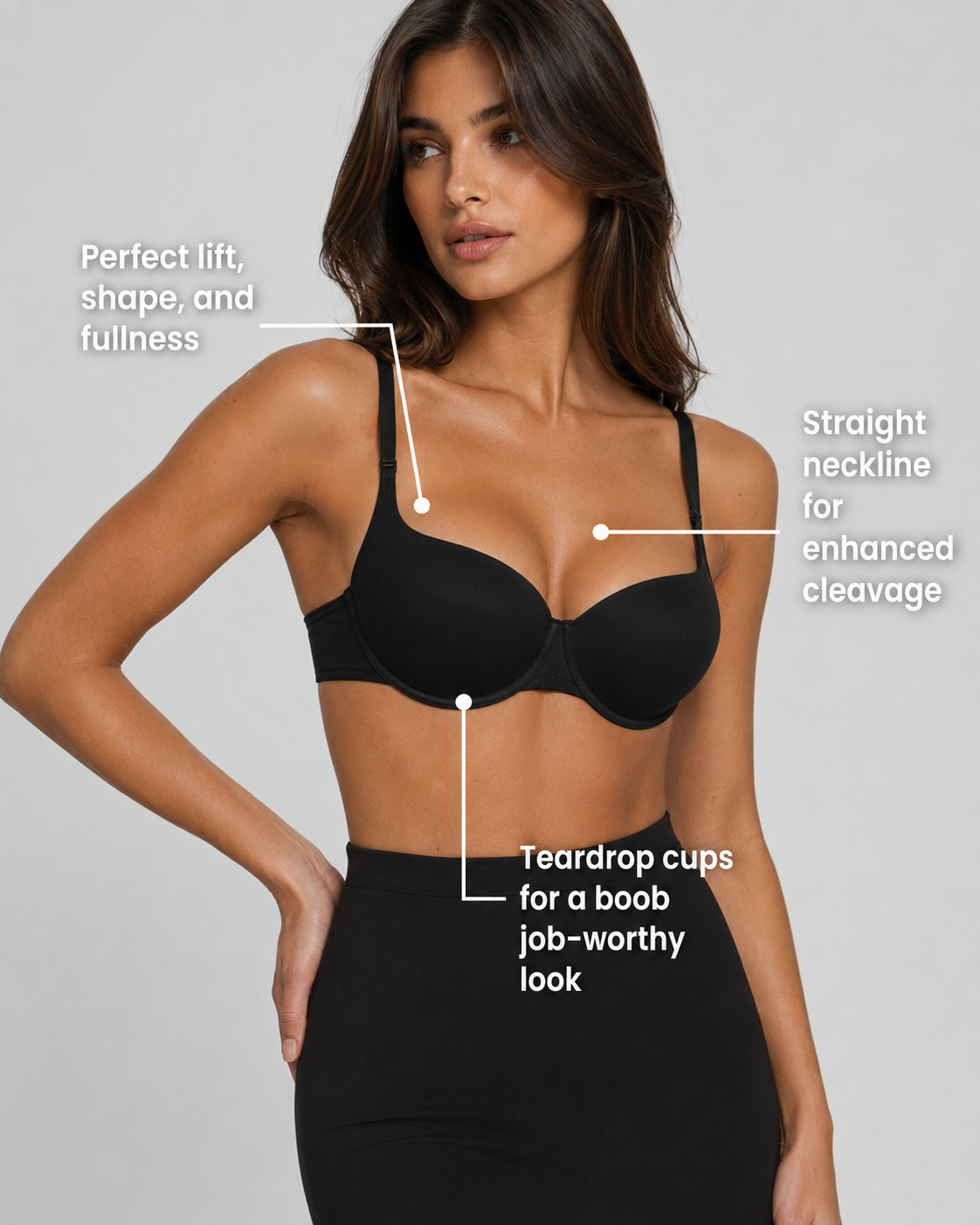 Skims Ultimate Balconette Push Up Bra Onyx