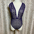 Victoria's Secret Purple Lace Halter Teddy Bodysuit L Plunge Romantic Whimsigoth