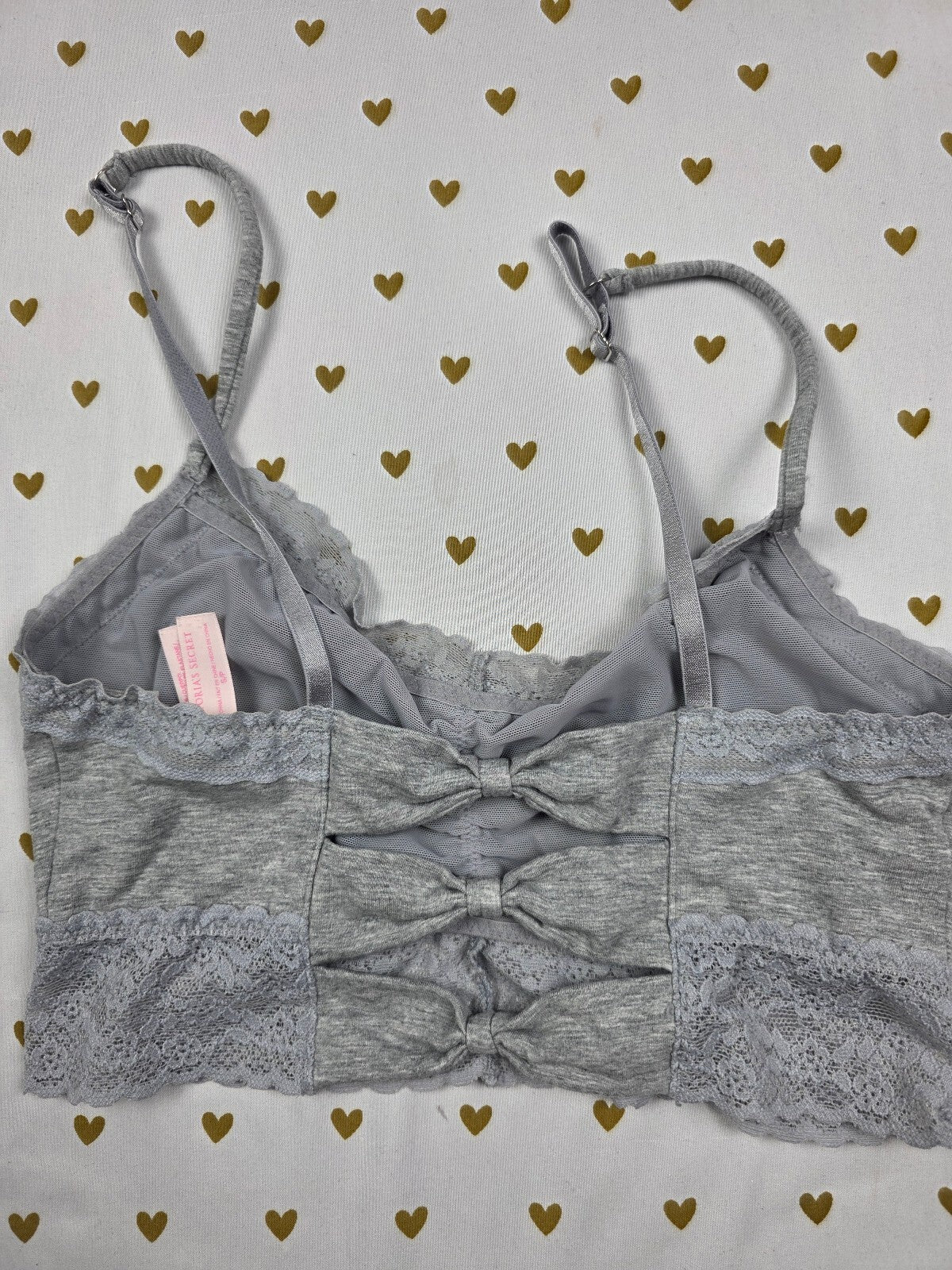 Victorias Secret Stretchy Bow Open Back CUTE SMALL Bralette Bra Top Tank