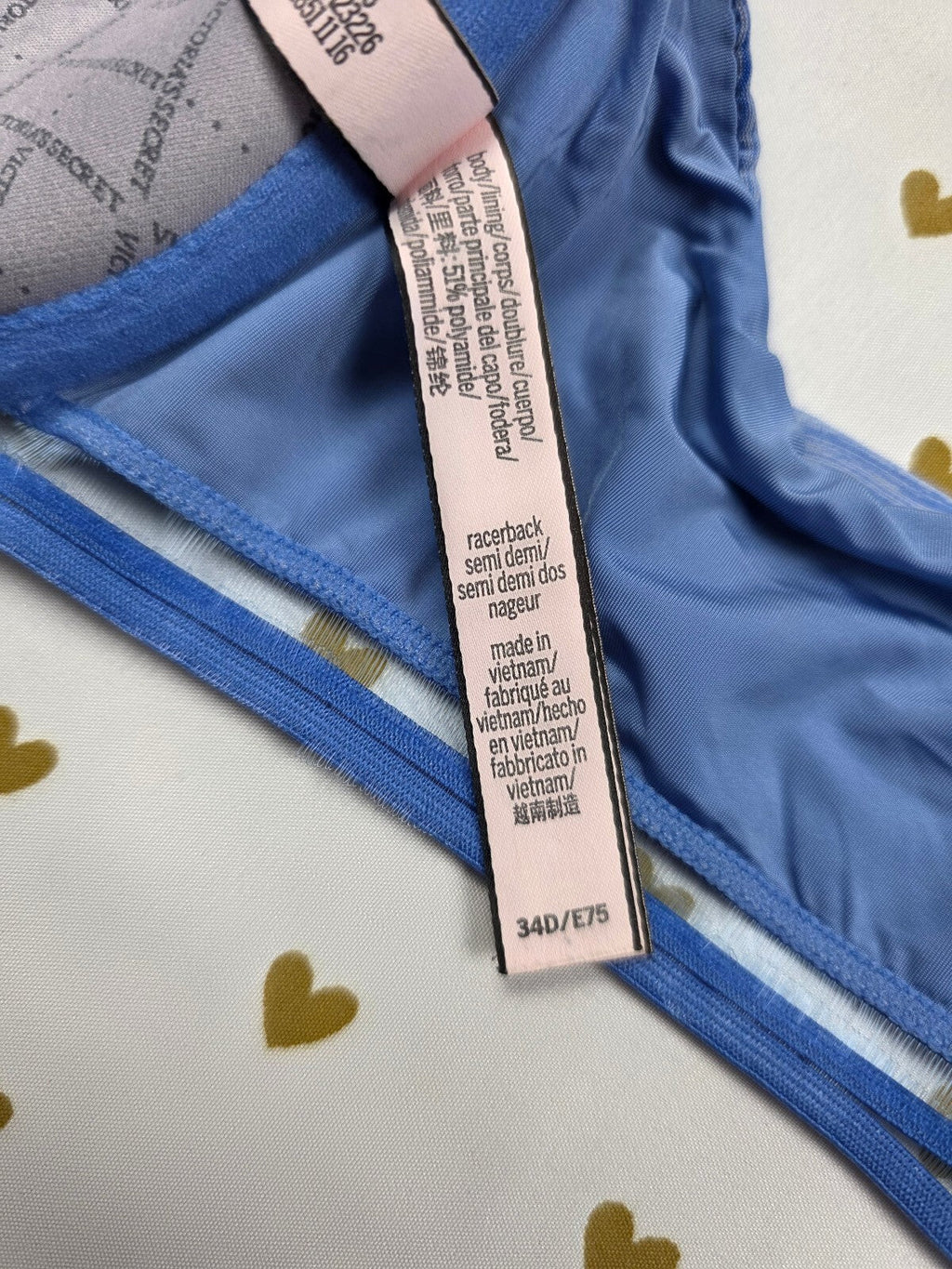 Victorias Secret Blue Front Close Racerback Demi 34D Bralette Bra Top Tank