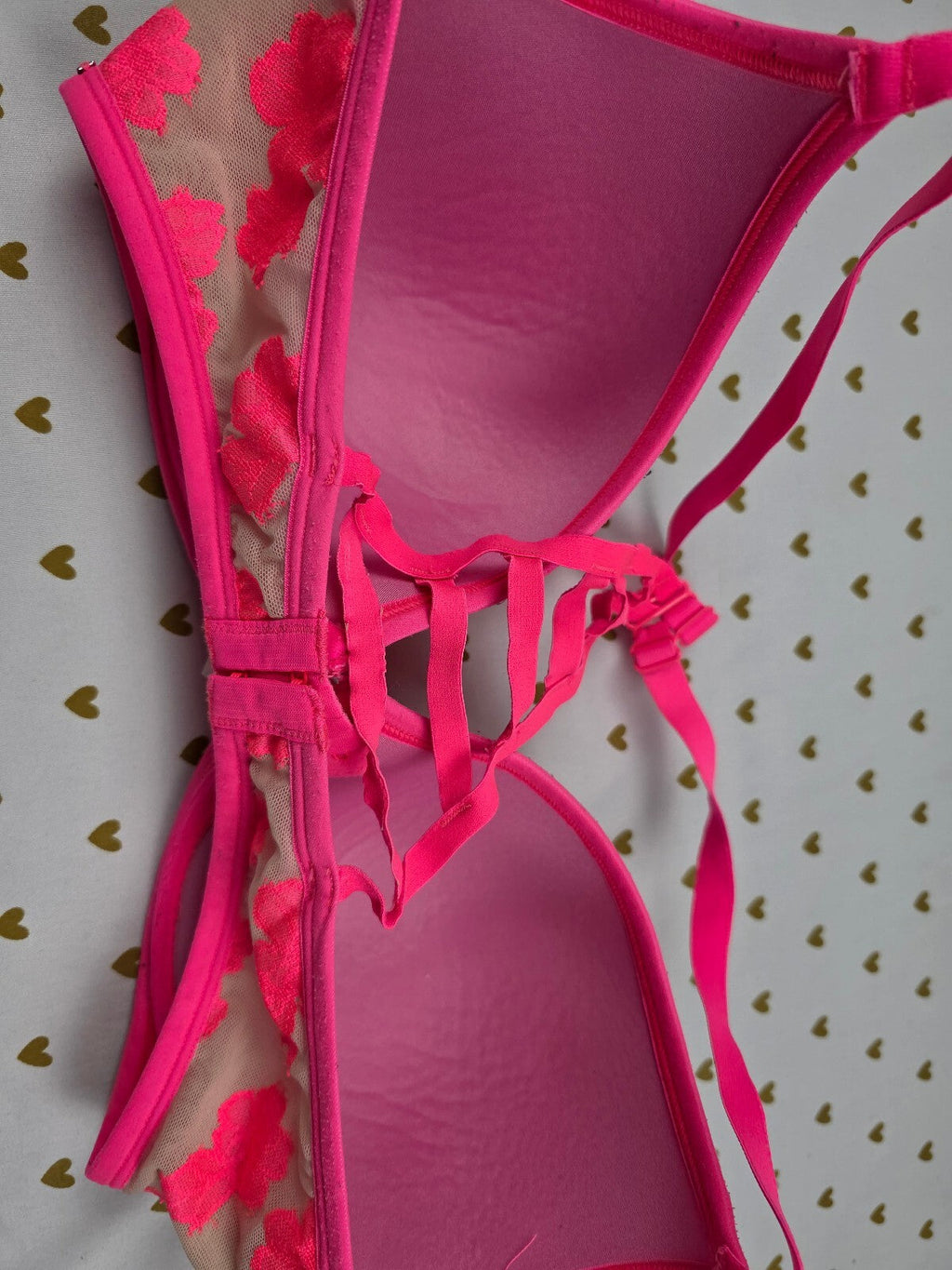 Victorias Secret Neon Caged Racerback Bra PINK 36DD