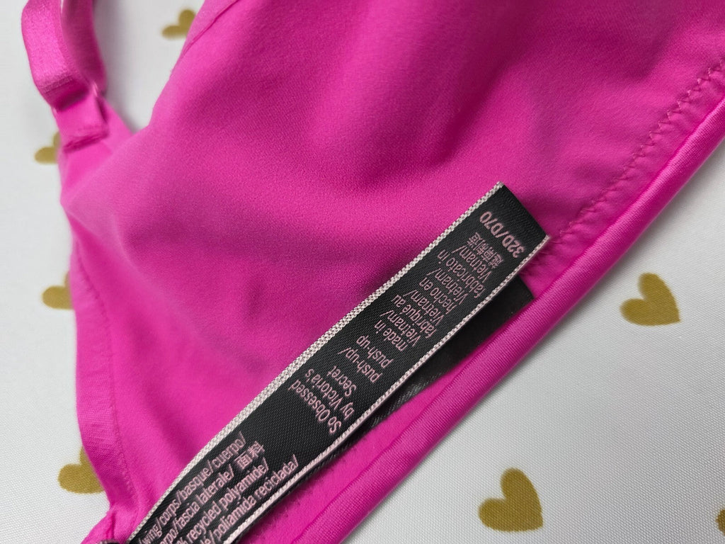 Victorias Secret SO OBSESSED Pink Push UP Satin Bra 32D