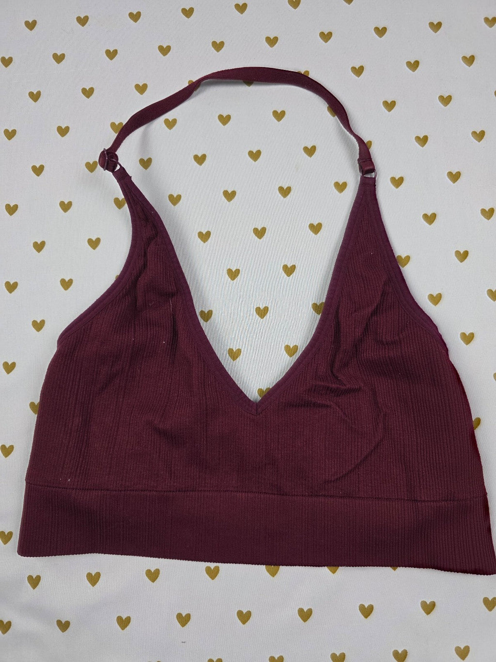 Victorias Secret Pink Red Stretch Large Bralette Bra Top Tank