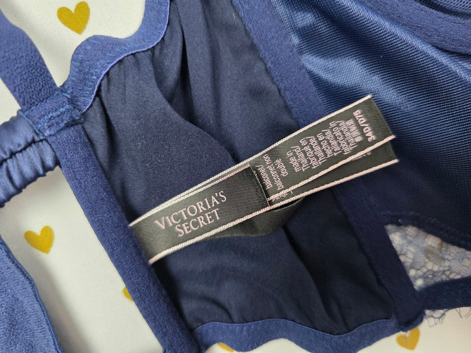 Victorias Secret Blue Satin caged Unlined Balconette demi Bra 34D
