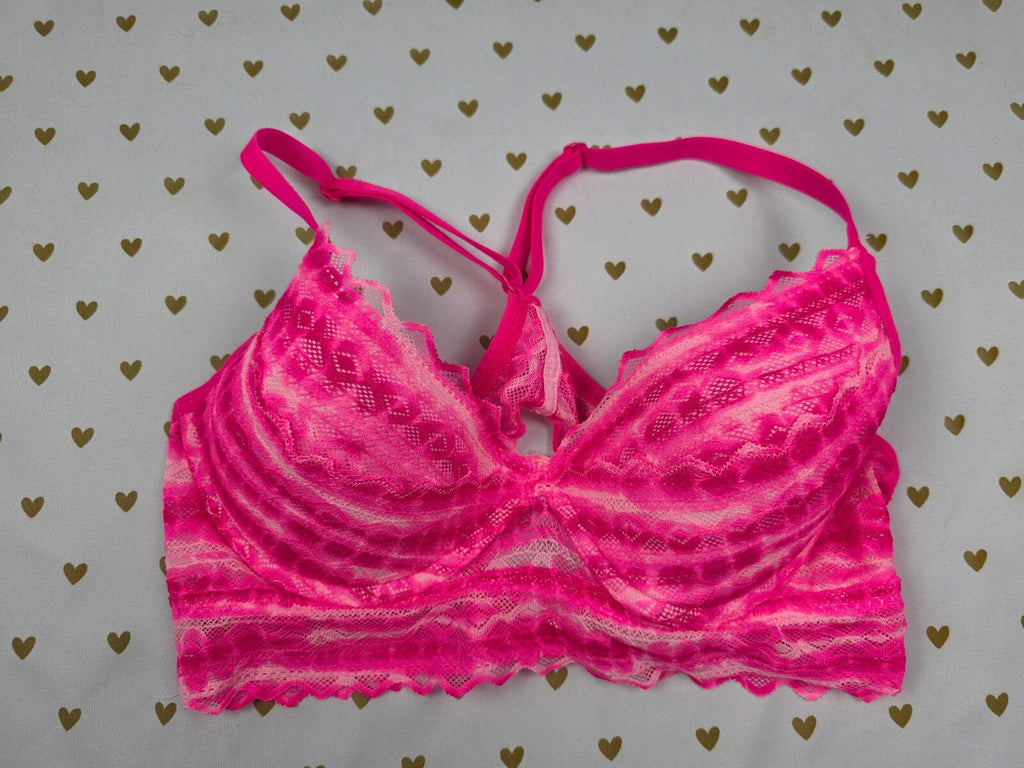 Victorias Secret Pink Neon Lace Stretch Medium  Bralette Bra Top Tank