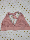 Victorias Secret Pink  Lace Strappy Sexy Racerback XL Bralette Bra Top Tank