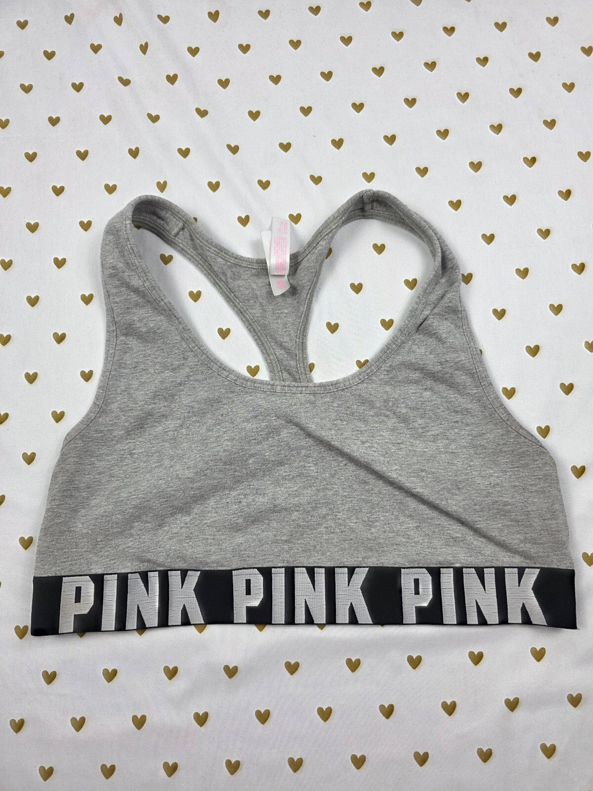 Victorias Secret Pink Grey Sports Bra Large Bralette Bra Top Tank