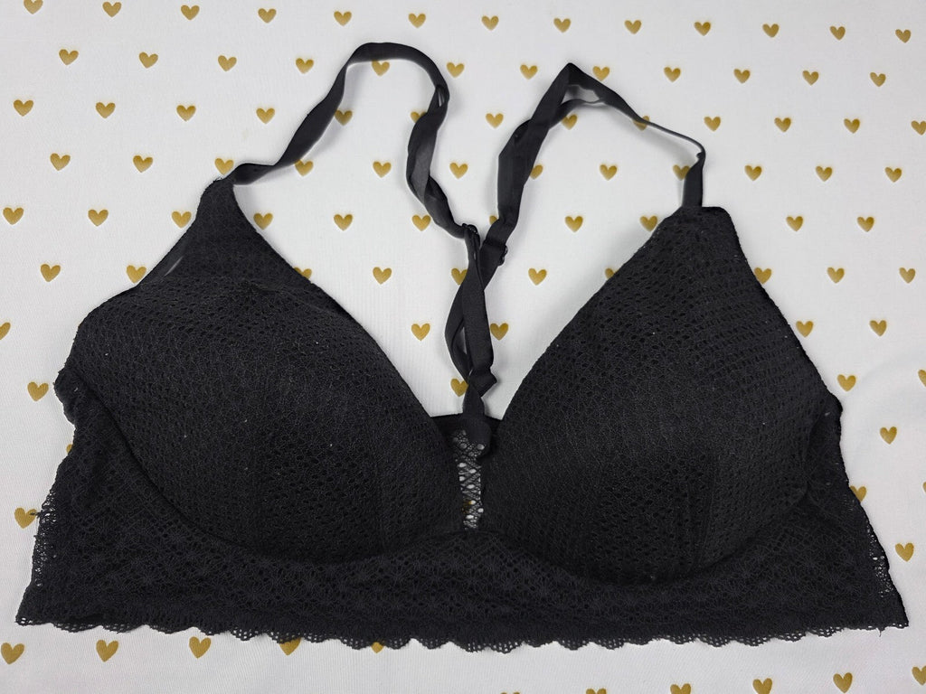Victorias Secret Black Stretch Lace 38C Lightly LIned Plunge Bra