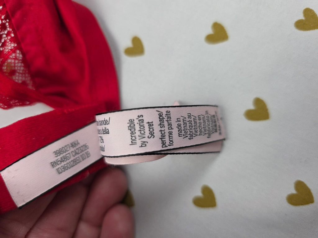Victorias Secret Red INCREDIBLE Bra Perfect Shape 34B