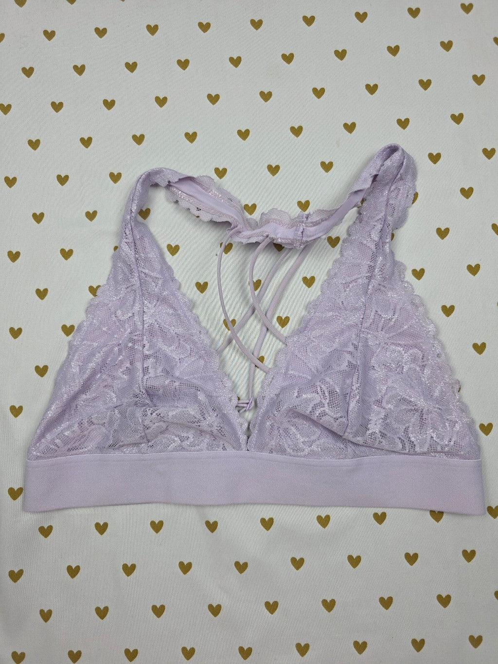 Victorias Secret Pink  Purple Strappy Lace MEDIUM Bralette Bra Top Tank