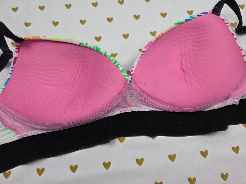 Victorias Secret Pink RAINBOW Logo wireless No Wire Bra 32C Push Up