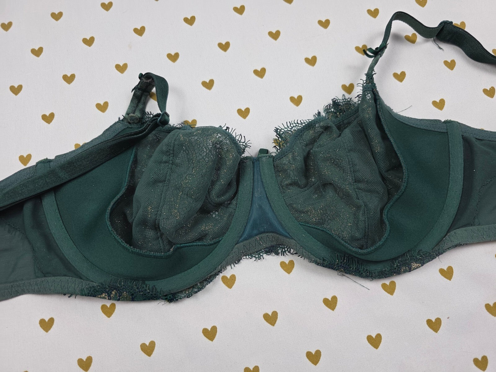 Victorias Secret Green Shimmer Dream Angels Push Up without padding Bra 34DD
