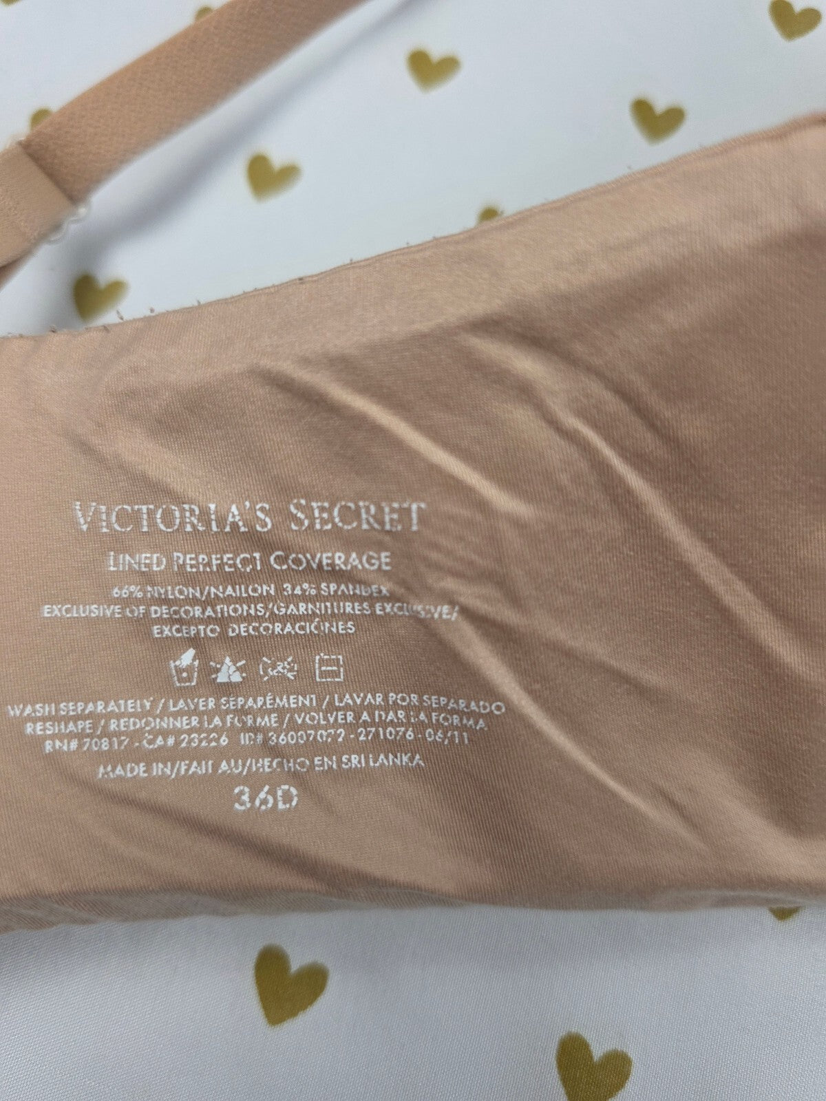 Victorias Secret beige Lined Perfect Coverage Bra 36D