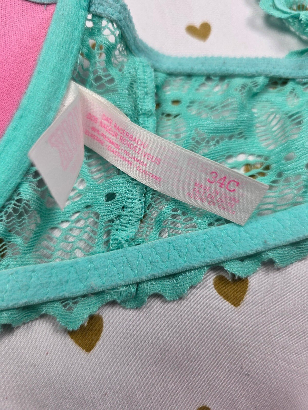 Victorias Secret Pink Mint Front Close Racerback Bra 34C