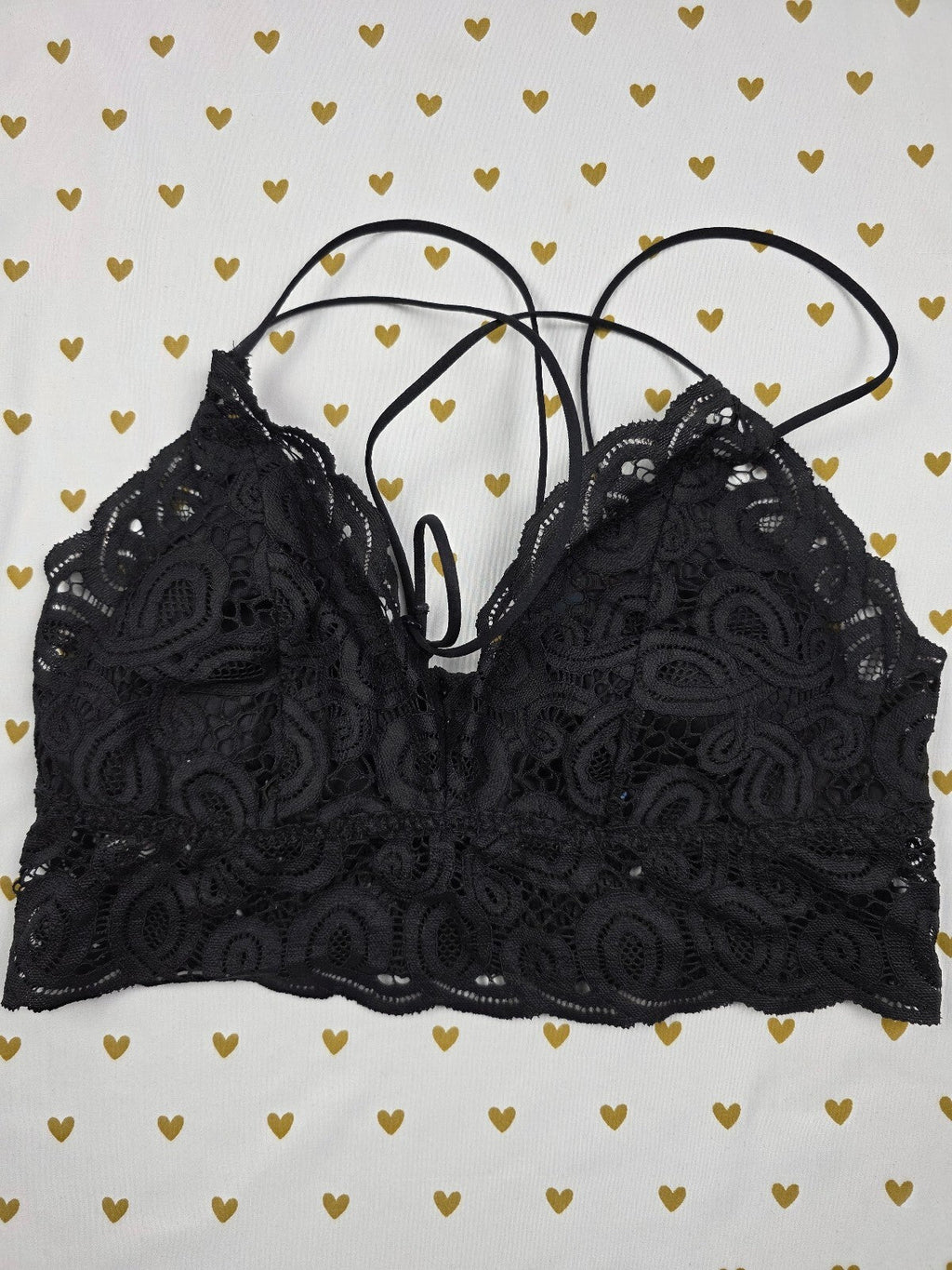 Victorias Secret Pink Black Lacey Strappy Large Bralette Bra Top Tank