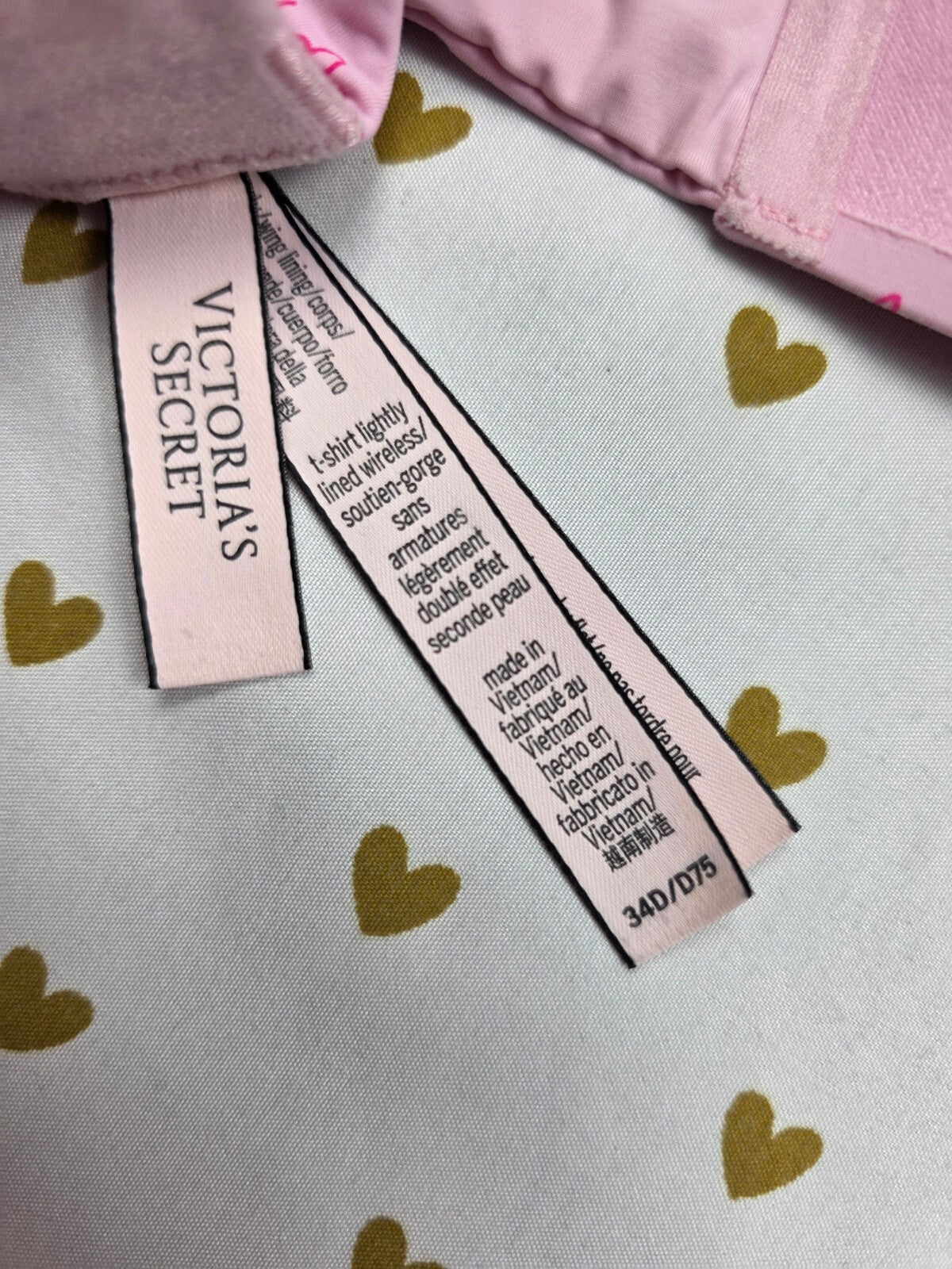 Victorias Secret T Shirt Logo Strap Wireless No Wire Bra 34D