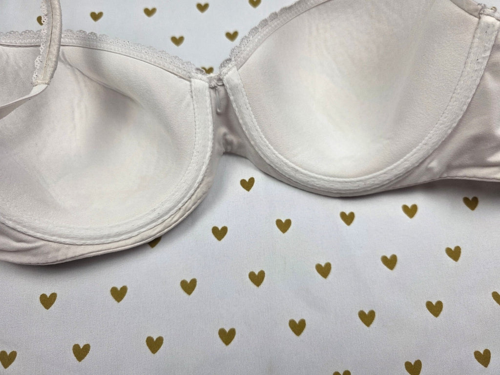 Victorias Secret White Lined Demi Balconette Bra 34D