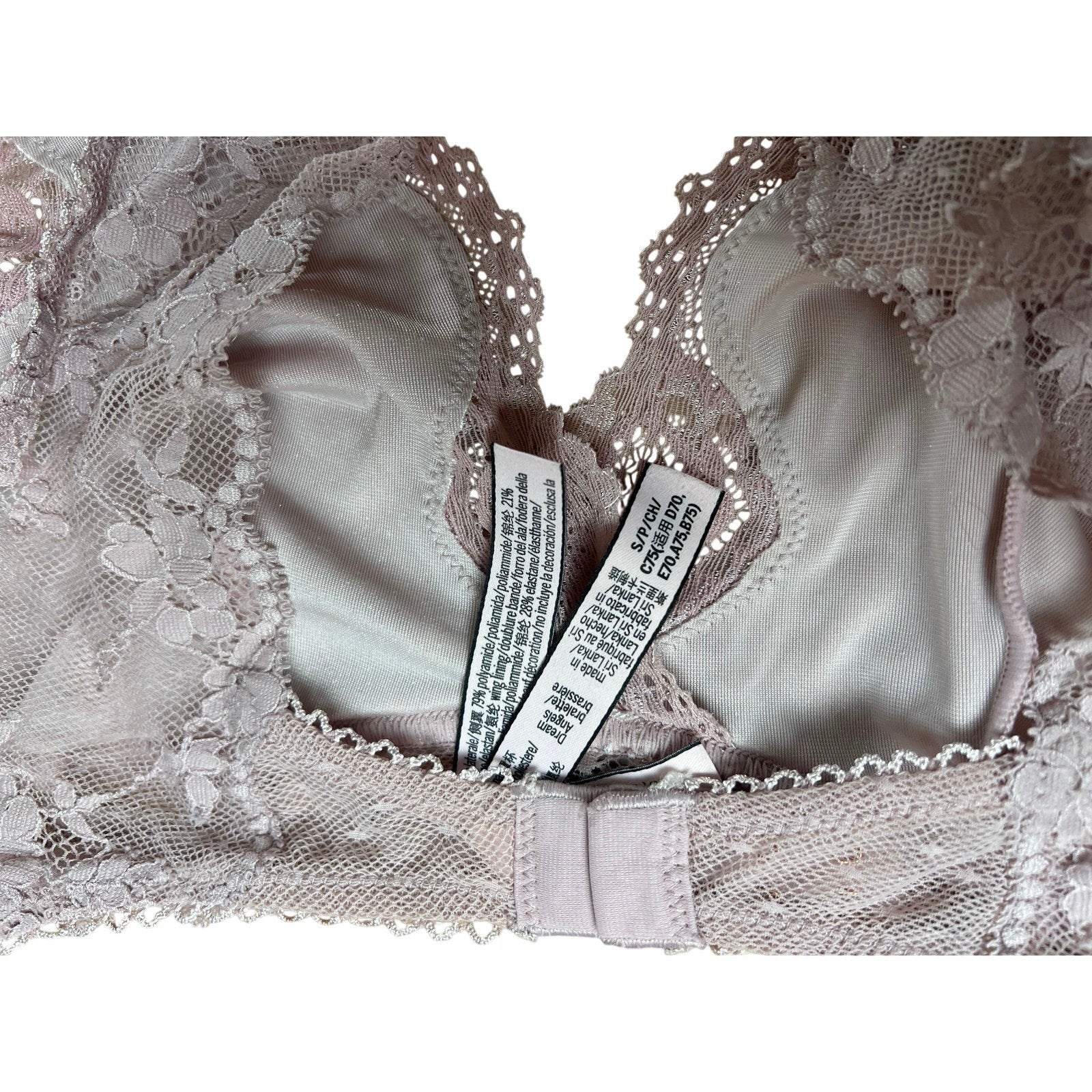 Victoria Secret Womens M Pink Lace Bralette Racerback Wireless Hook & Eye Back