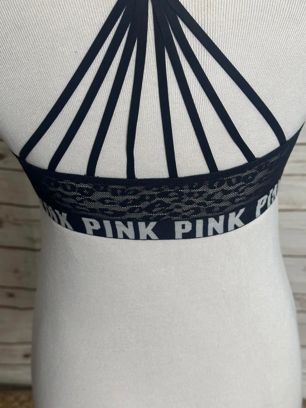 PINK Victoria's Secret lace strappy racerback push-up pigeonnant bra Size 32D