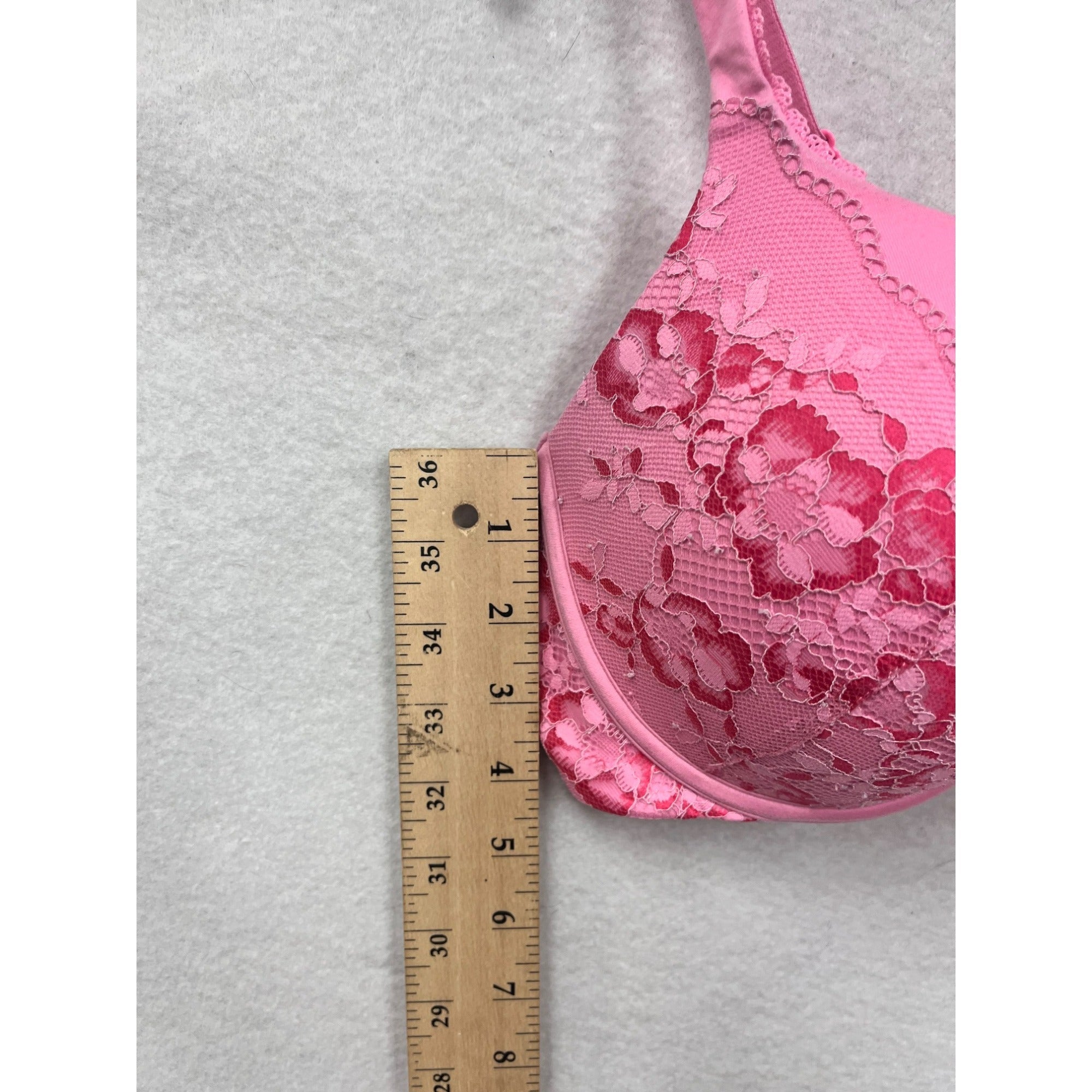 Victorias Secret Pink Floral Lace Bra 36DD #6265