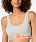 Calvin Klein  Gray Logo Monogram Cotton Unlined Bralette QF4918 Gray small