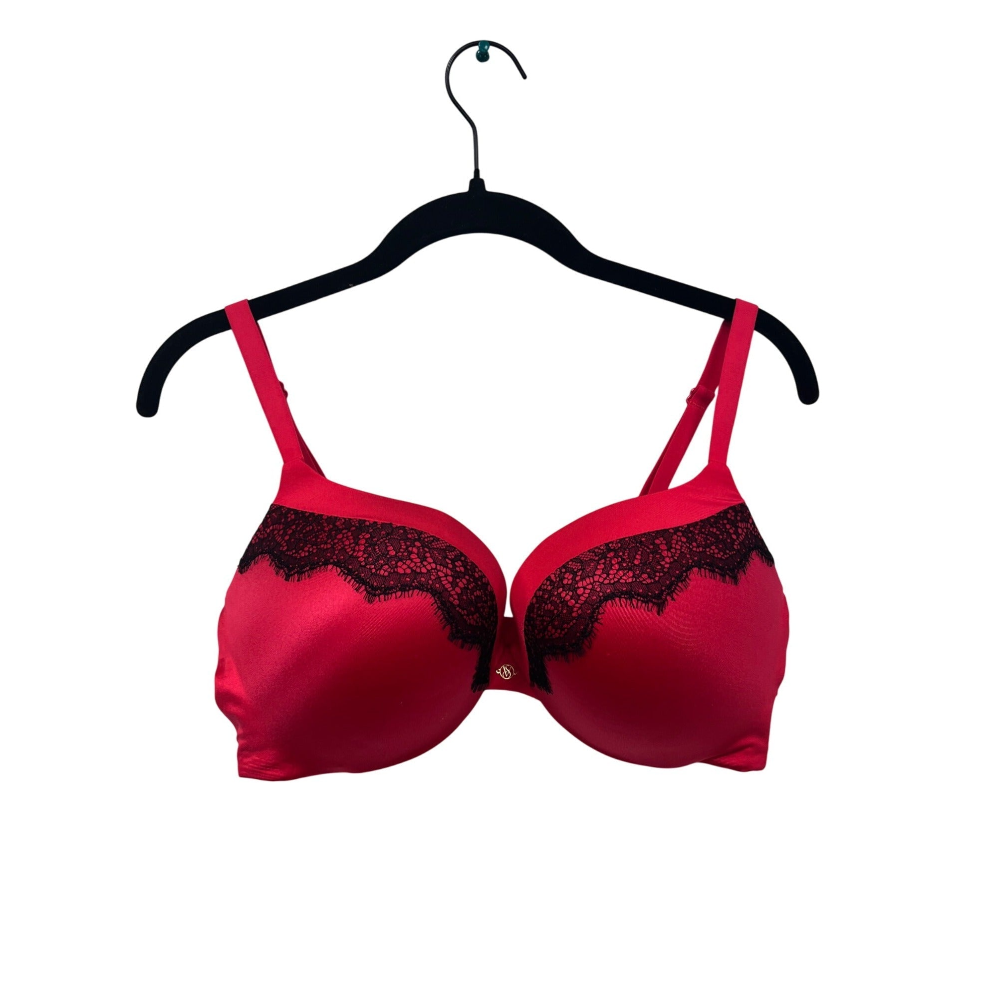 Women’s Victorias Secret Red Push-Up Bra With Black Lace Detail #6264